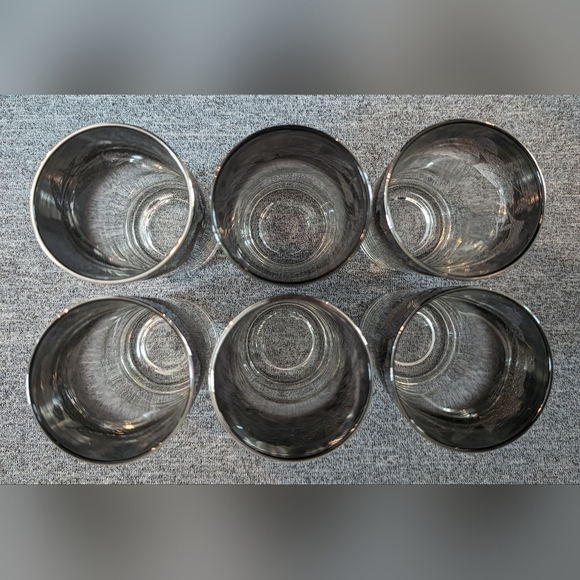 Vintage MCM Silver Fade Cocktail Glasses with Raised Leaf Pattern, Set of 6 - Picture 2 of 4
